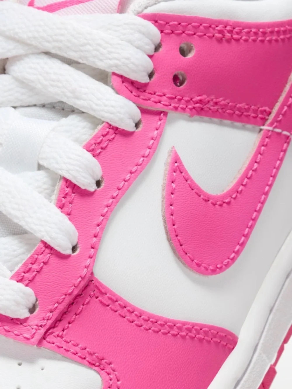 NIB [Nike] Dunk Low Top Shoes Sneakers Fuchsia Pink/White Little Kids Youth 11 C - Picture 6 of 16